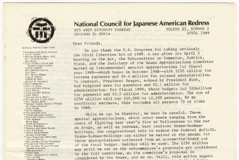 National Council for Japanese American Redress Vol. 11 No. 2 (ddr-densho-352-48)