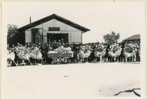 Funeral attendees outside Buddhist Church (ddr-densho-37-2047)
