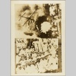 Photos of German sailors and a ship under attack, with a clipping photo of the Admiral Graf Spee on reverse (ddr-njpa-13-966)