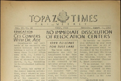 Topaz Times Vol. IV No. 22 (August 21, 1943) (ddr-densho-142-202)