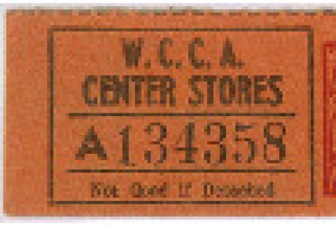 Wartime Civil Control Administration (WCCA) Center Store 1 cent ticket (ddr-densho-539-74)
