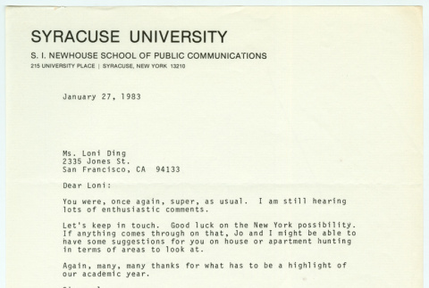 Letter from Dave Berkman to Loni Ding (ddr-densho-1007-1508)