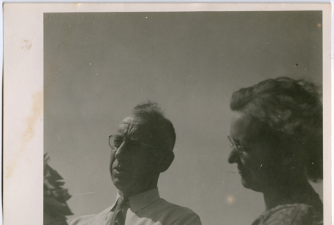 Man and woman with foliage (ddr-densho-329-737)