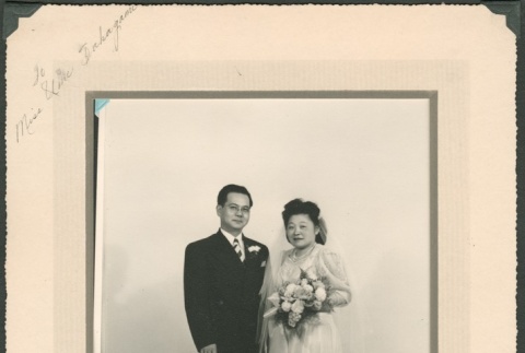 Wedding portrait of Tomiko Miyagawa and Alex Mitsunaga (ddr-densho-328-115)