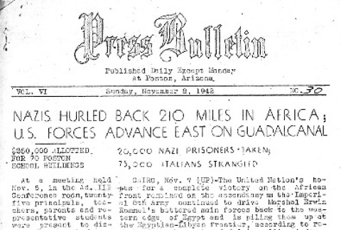 Poston Press Bulletin Vol. VI No. 30 (November 8, 1942) (ddr-densho-145-154)