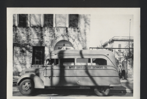 Photograph of a bus for Japanese Baptist Church Center (ddr-csujad-55-2629)