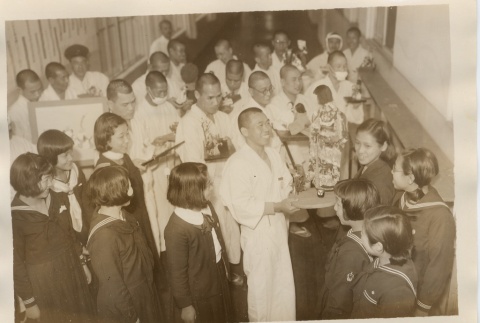 School girls visiting patients in a hospital [?] (ddr-njpa-6-21)