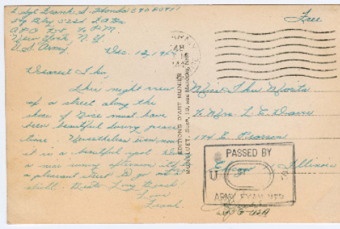 Postcard from Sgt. Frank Honda to Iku Morita (ddr-densho-497-8)