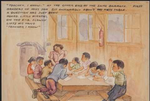 Painting of a scene at Manzanar Grammar School (ddr-manz-2-46)