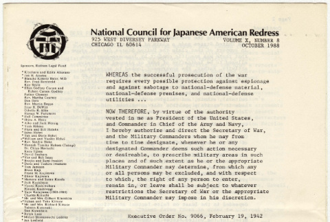 National Council for Japanese American Redress Vol. 10 No. 8 (ddr-densho-352-50)