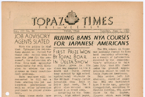 Topaz Times Vol. III No. 28 (June 1, 1943) (ddr-densho-142-166)