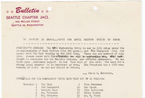 Seattle Chapter, JACL Bulletin, March 1956 (ddr-sjacl-1-27)