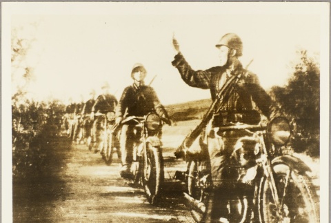 Soviet soldiers riding motorcycles (ddr-njpa-13-434)