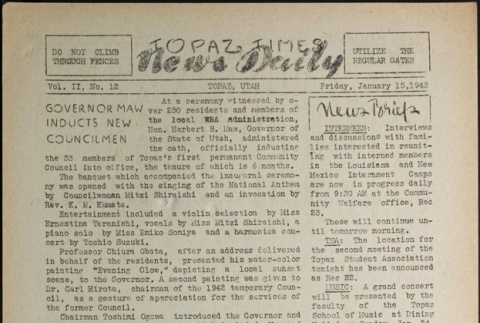 Topaz Times Vol. II No. 12 (January 15, 1943) (ddr-densho-142-73)
