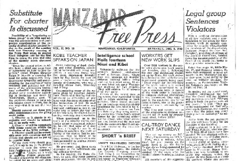 Manzanar Free Press Vol. II No. 59 (December 5, 1942) (ddr-densho-125-87)