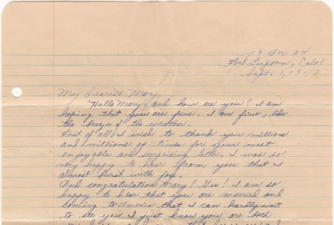 Letter from Ruth Konishi to Mary Shizuko Oiye (ddr-densho-350-31)