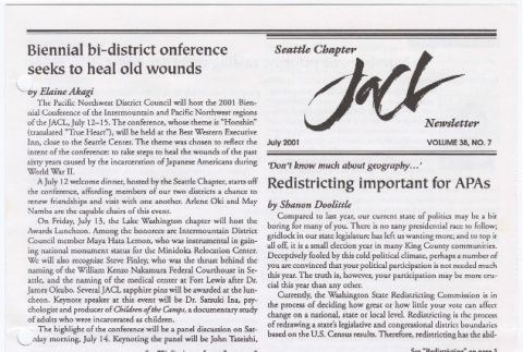 Seattle Chapter, JACL Reporter, Vol. 38, No. 7, July 2001 (ddr-sjacl-1-491)