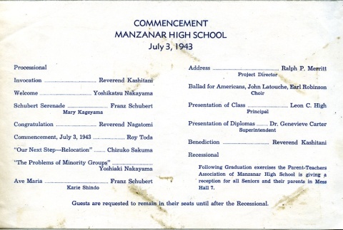 Manzanar High School commencement program (ddr-manz-4-27)