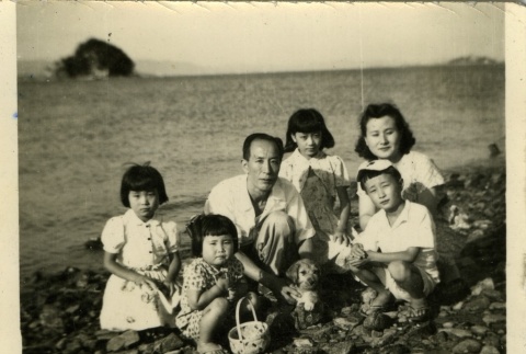 Family on the beach (ddr-densho-113-1)