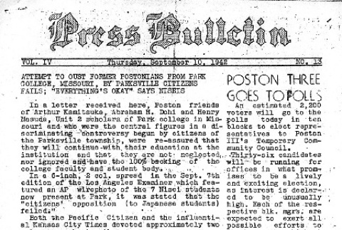 Poston Press Bulletin Vol. IV No. 13 (September 10, 1942) (ddr-densho-145-104)