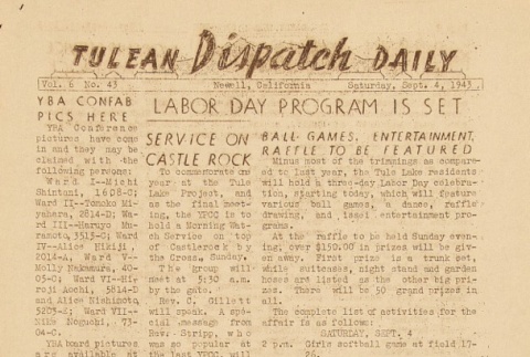 Tulean Dispatch Vol. 6 No. 43 (September 4, 1943) (ddr-densho-65-293)