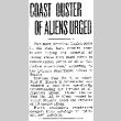 Coast Ouster of Aliens Urged (February 13, 1942) (ddr-densho-56-622)