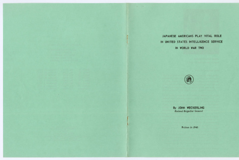 Booklet: Japanese Americans Play Vital Role in United States Intelligence Service in World War II (ddr-densho-1007-1841)