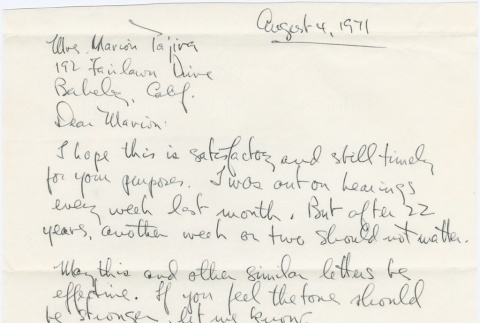 Letter regarding the effort to pardon Iva Toguri d'Aquino (ddr-densho-338-120)