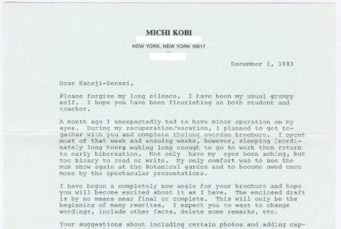 Letter from Michi Kobi to Kaneji Domoto (ddr-densho-329-1188)