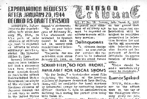 Denson Tribune Vol. II No. 18 (March 3, 1944) (ddr-densho-144-148)