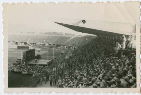 Audience of soldiers in stadium (ddr-densho-368-89)