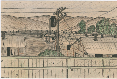 View of barracks at Tanforan Assembly Center (ddr-densho-392-30)