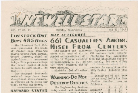 The Newell Star, Vol. II, No. 21 (May 25, 1945) (ddr-densho-284-70)
