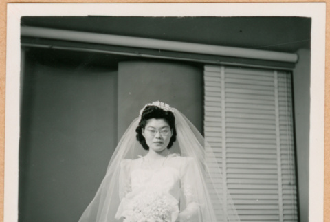 Tomoye Nozawa in wedding gown (ddr-densho-410-453)