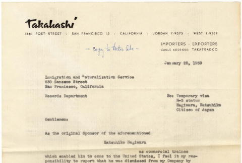 Letter from Tomoye Takahashi to Immigration and Naturalization Services (ddr-densho-422-26)
