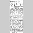 Entry of G.I. Jap Bride is Appealed (August 16, 1946) (ddr-densho-56-1165)