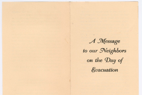 A message for our neighbors on the day of evacuation (ddr-densho-498-1)
