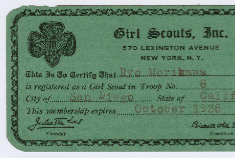 Girl Scout Membership Card (ddr-densho-446-354)