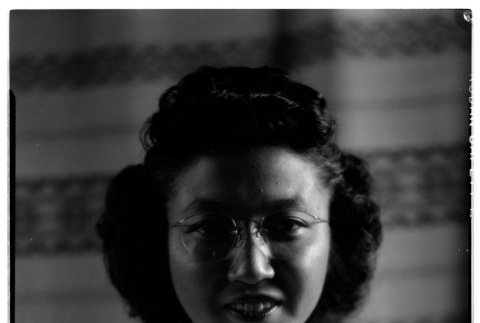 Portrait of Mae Miwa in glasses (ddr-densho-475-106)