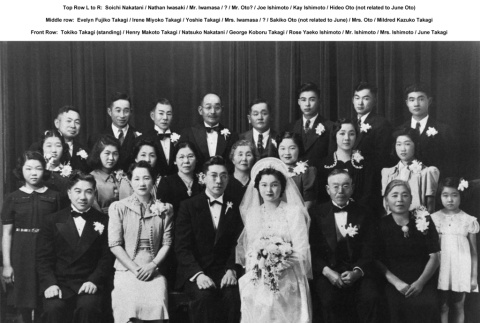 Portrait of wedding party for George Takagi and Rose Ishimoto's wedding (ddr-ajah-6-890)