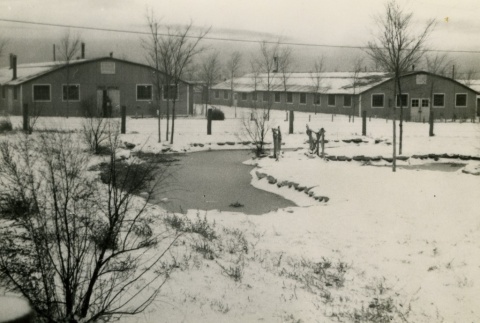 Camp warehouses in the snow (ddr-densho-159-198)