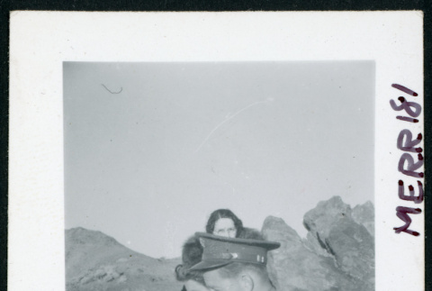 Photograph of L. Josephine Hawes, Mrs. Chamberlain and an army guard in Death Valley (ddr-csujad-47-98)