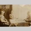Wang Jingwei (center) seated with Wang Kemin and Liang Hongzhi (ddr-njpa-1-1090)
