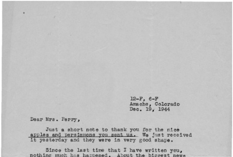 Letter from Kazuo Ito to Lea Perry, December 19, 1944 (ddr-csujad-56-98)