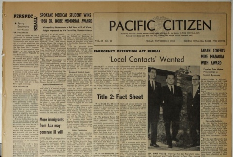 Pacific Citizen, Vol. 67, No. 19 (November 8, 1968) (ddr-pc-40-45)