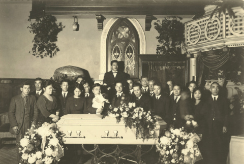 Funeral inside a Yakima funeral parlor (ddr-densho-293-31)