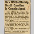 News clipping regarding the USS North Carolina (ddr-njpa-13-387)