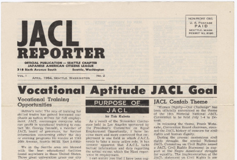 Seattle Chapter, JACL Reporter, Vol. I, April 1964 (ddr-sjacl-1-64)