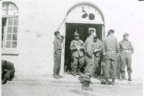 Soldiers on steps (ddr-densho-1007-803)