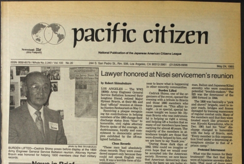 Pacific Citizen, Vol. 100 No. 20 (May 24, 1985) (ddr-pc-57-20)
